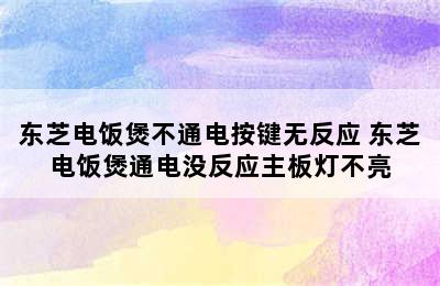 东芝电饭煲不通电按键无反应 东芝电饭煲通电没反应主板灯不亮